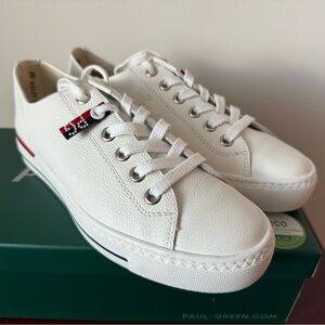 Paul Green Cream Women’s Sneakers with Red and Blue Accents Size US 8 - 8.5